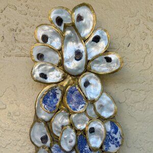 Handmade Pineapple Oyster, Chinoiseries Blue & White Wall Hanging, 13 x 7